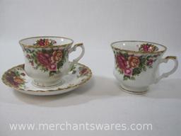 Royal Albert Bone China Old Country Roses Creamer Set, Saucer and 4 Plates, 8 inch, with 2 English