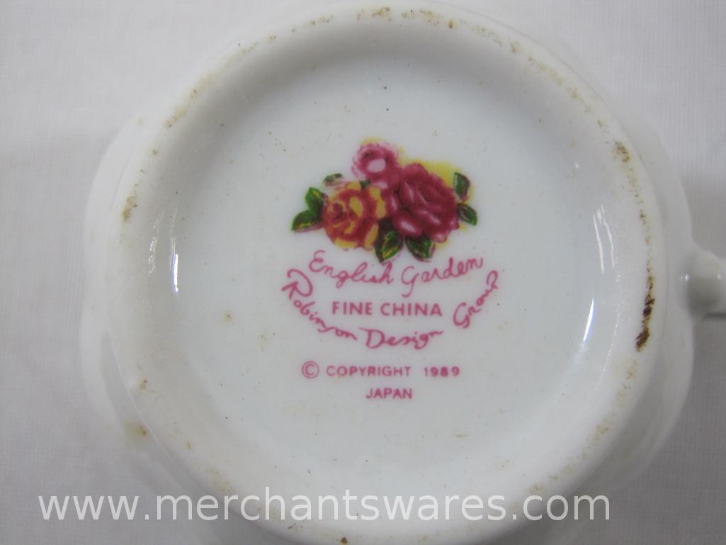 Royal Albert Bone China Old Country Roses Creamer Set, Saucer and 4 Plates, 8 inch, with 2 English