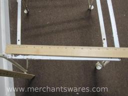 Four Square Seat White Metal Chairs, No Seats or Backs