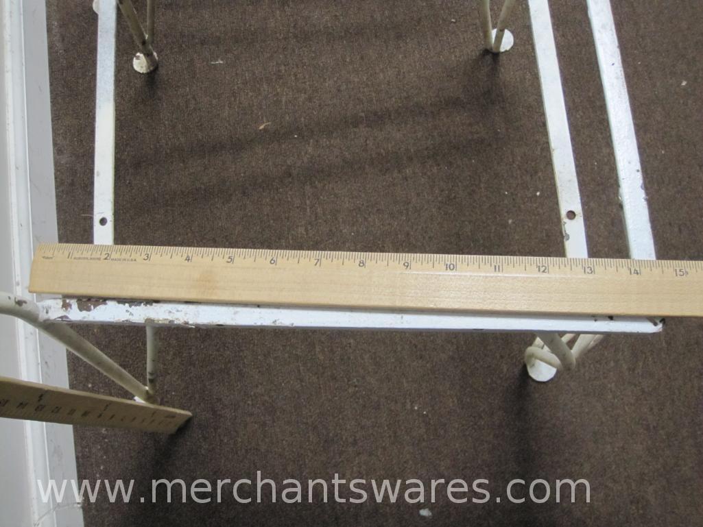 Four Square Seat White Metal Chairs, No Seats or Backs