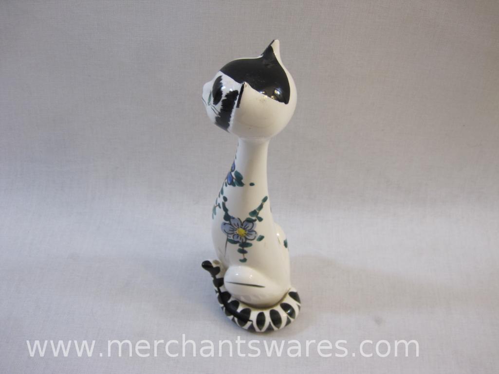 Vintage Made in Japan Ceramic Skinny Cat Figure, Embassy Quality Products, 5 oz