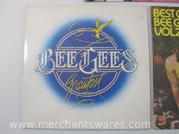 Three Vinyl Record Albums includes 2 Bee Gees: Greatest , Greatest Hits Vol. 2 with Pretty In Pink