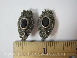 Sterling Silver Clip On Earrings with Gemstone Accents