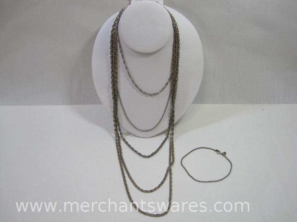 Assorted Goldtone and Silvertone Fashion Chains in Various Lengths and Styles, See Pictures