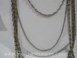 Assorted Goldtone and Silvertone Fashion Chains in Various Lengths and Styles, See Pictures