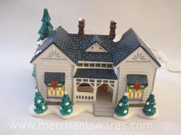 Department 56 Snow Village Grandma's Cottage Lighted Christmas House, small chip on back stairs, see