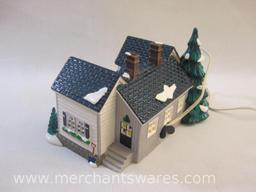 Department 56 Snow Village Grandma's Cottage Lighted Christmas House, small chip on back stairs, see