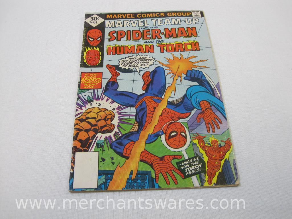 Four Marvel Team-Up Featuring Spider-Man Comics, No. 56, 59-61, Apr, July-Sept 1977, Marvel Comics