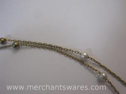 Three Gold Tone Necklaces with Faux Pearls