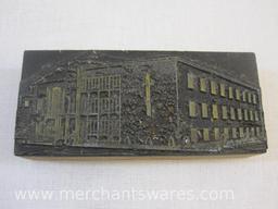 Six Antique Printing Plate Blocks of Churches including Lock Haven, PA, 3 lbs 10 oz