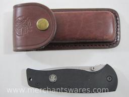 Smith & Wesson S.W.A.T. First Millennium Run Lock Blade Folding Knife with Clip and NAHC Leather