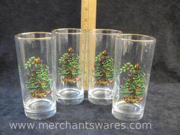 Spode Christmas Tree Set of Four Highball Glasses in Original Box, 3 lbs 2 oz