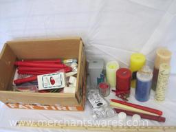 Assortment of Candles includes Pillar, Votive, Tapered, Tealight and more