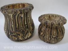 NZ Ponga Craft Natural Fern Tree Wood Vases, 4 and 3 inches