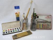Art Supplies includes Prang and Craftint Water Colors, Brushes, Lufkin Wood Extension Rule and more
