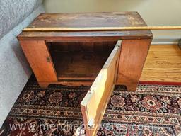 Antique Side Table with Door 27Wx13Hx14D