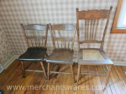 Three Antique Wooden Chairs