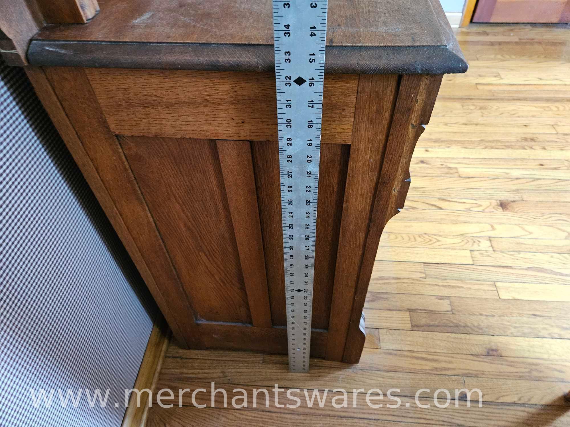 Two Piece Antique Solid Wood Dresser with Mirror and Dove Tailed Drawers