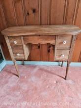 Small Wooden Vanity Table, Five Drawers Porcelain Pulls