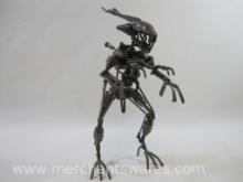 Xenomorph Alien Scrap Metal Sculpture, Head Rotates, approx 11.5 inches tall, 2 lbs 2 oz