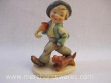 Vintage Hummel Strolling Along Figurine 5, Goebel Germany, see pictures for slight chip on dog's ear