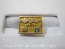 CTO Emblem Safety 10k Gold with Gem Chip Tie Tack/Lapel Pin