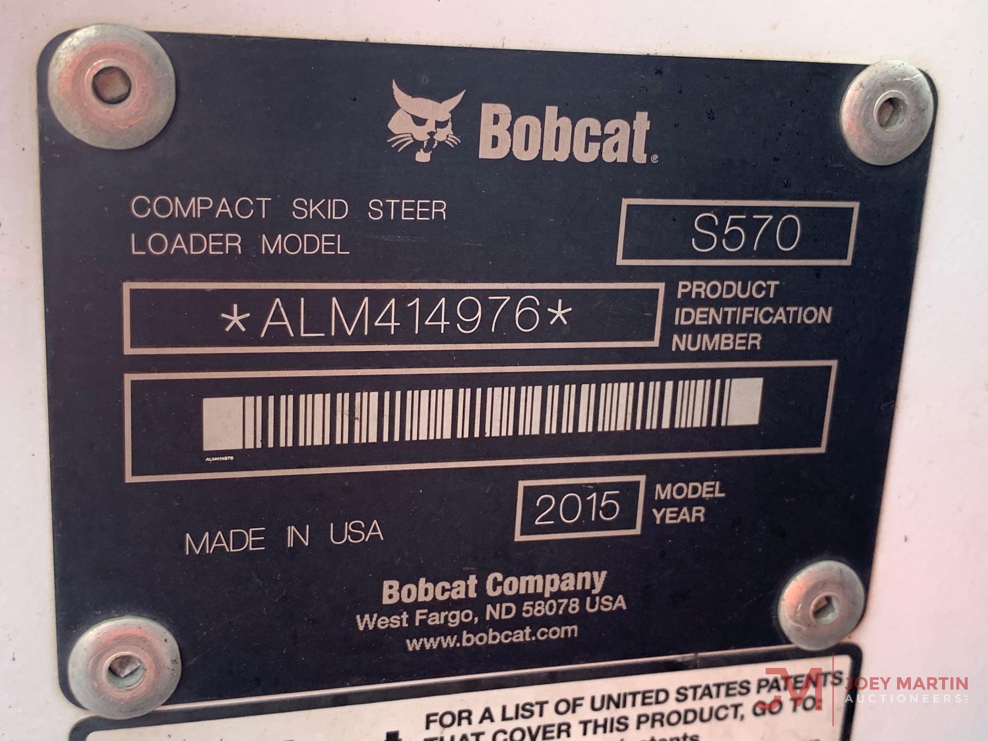 2015 BOBCAT S570 SKID STEER