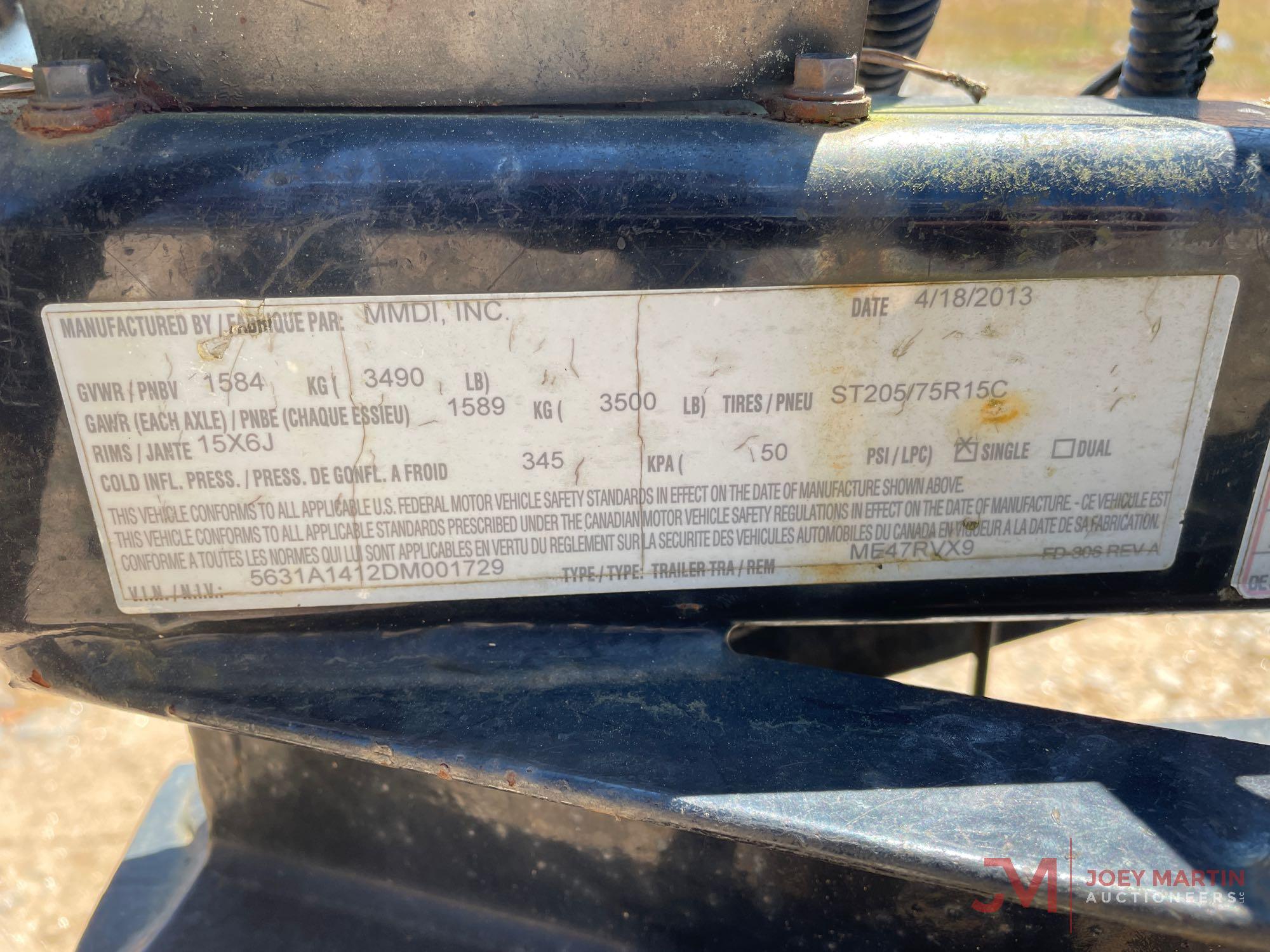 2013 MMDI...INC. TRENCHER TRAILER