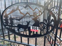 NEW 20 FT BI-PARTIN WROUGHT IRON GATE, DEER