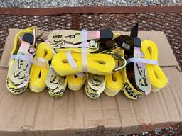 (5) NEW 1.5" X 15' RATCHET STRAP WITH J HOOKS