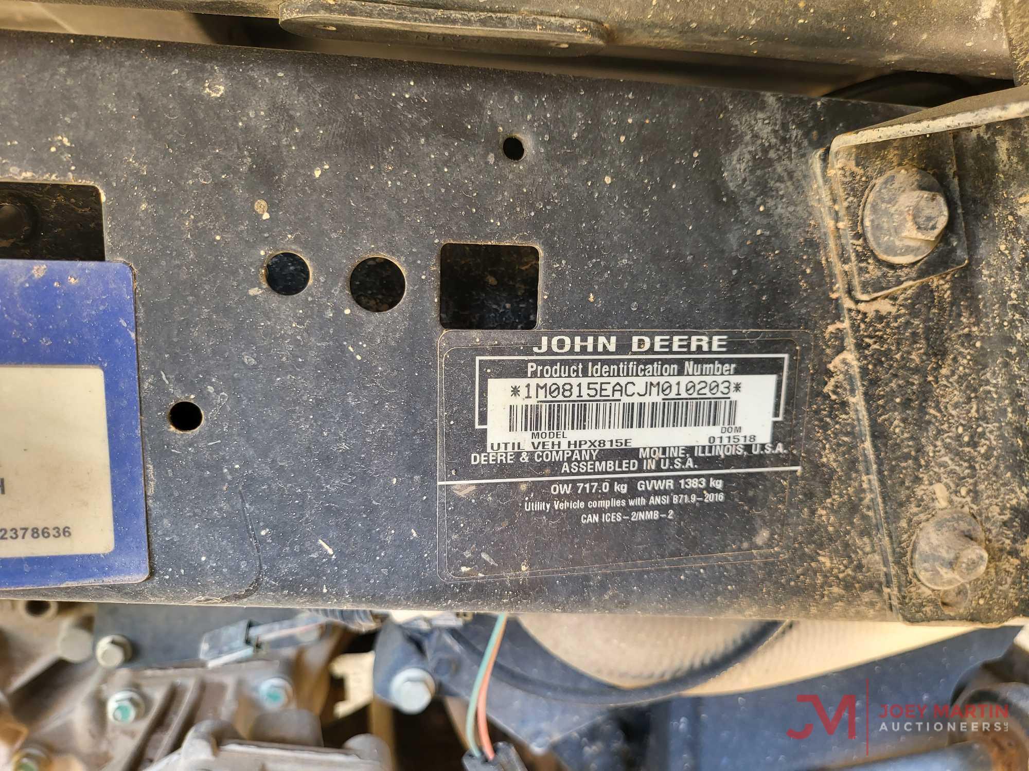 2018 JOHN DEERE HPX815E UTV