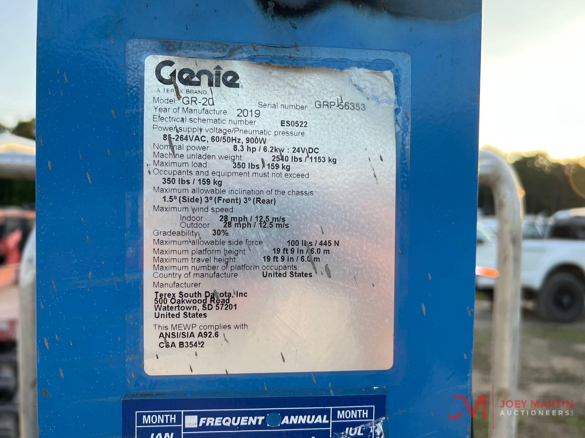 2019 GENIE RUNABOUT SINGLE MAN LIFT