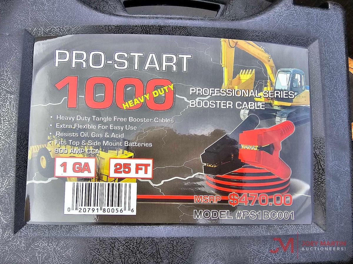 NEW PRO-START HEAVY DUTY 25' X 1 GA BOOSTER CABLES WITH CASE