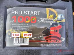 NEW PRO-START HEAVY DUTY 25' X 1 GA BOOSTER CABLES WITH CASE
