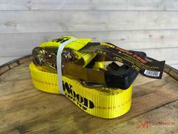 NEW 2" X 27' RATCHET STRAP W/ J HOOKS