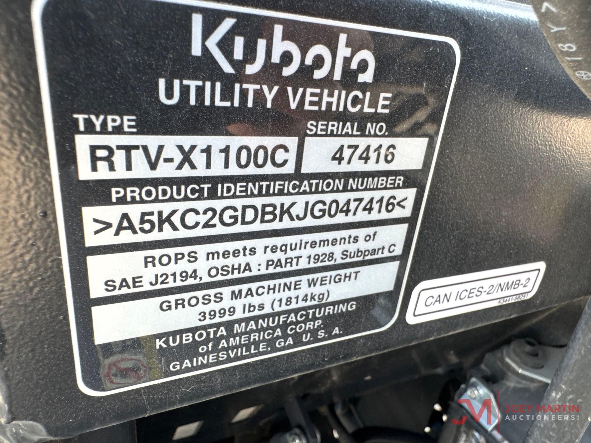 2018 KUBOTA X1100C RTV