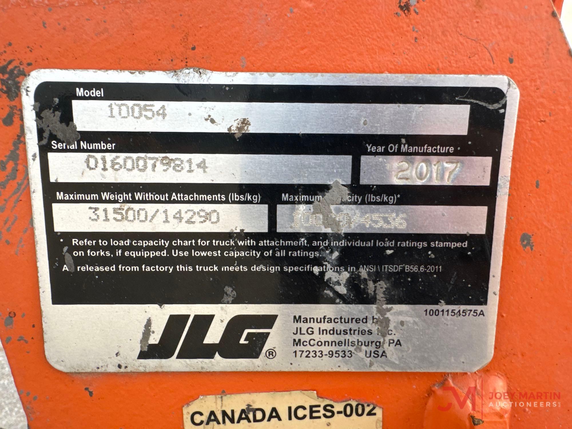 2017 JLG 10054 TELEHANDLER