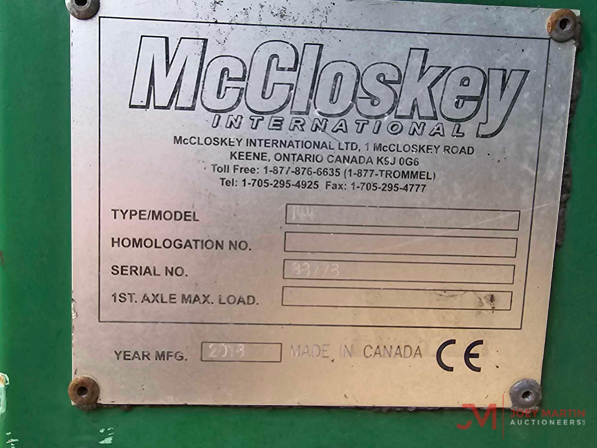 2018 MCCLOSKEY 144 IMPACT CRUSHER