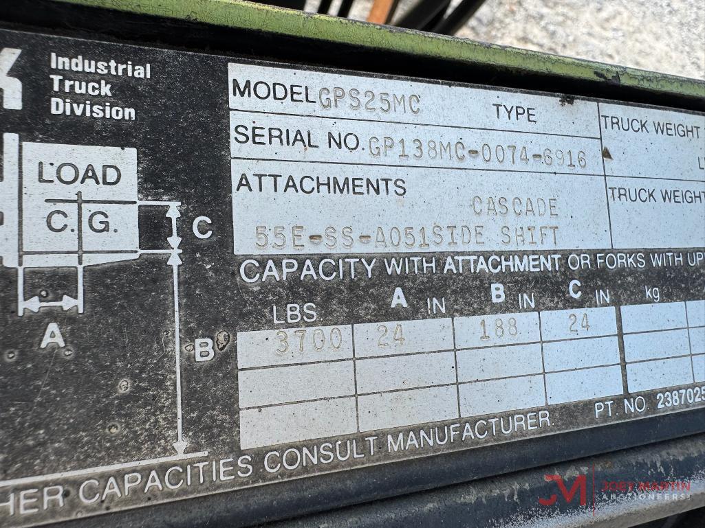 CLARK GPS25MC STRAIGHT MAST FORKLIFT