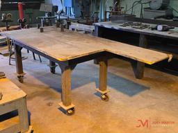 ROLLING METAL SHOP TABLE 3.5' X 6'