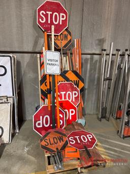 PALLET OF VARIOUS CONSTRUCTION SIGNS