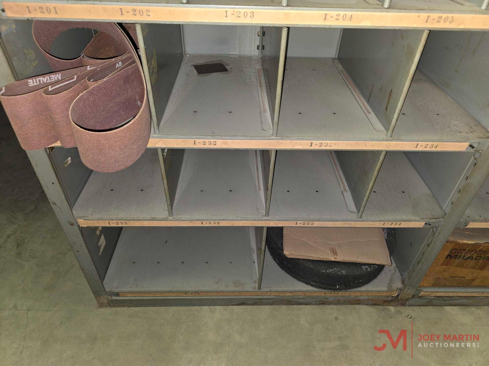 METAL SHELF & CONTENTS OF BOTH SIDES