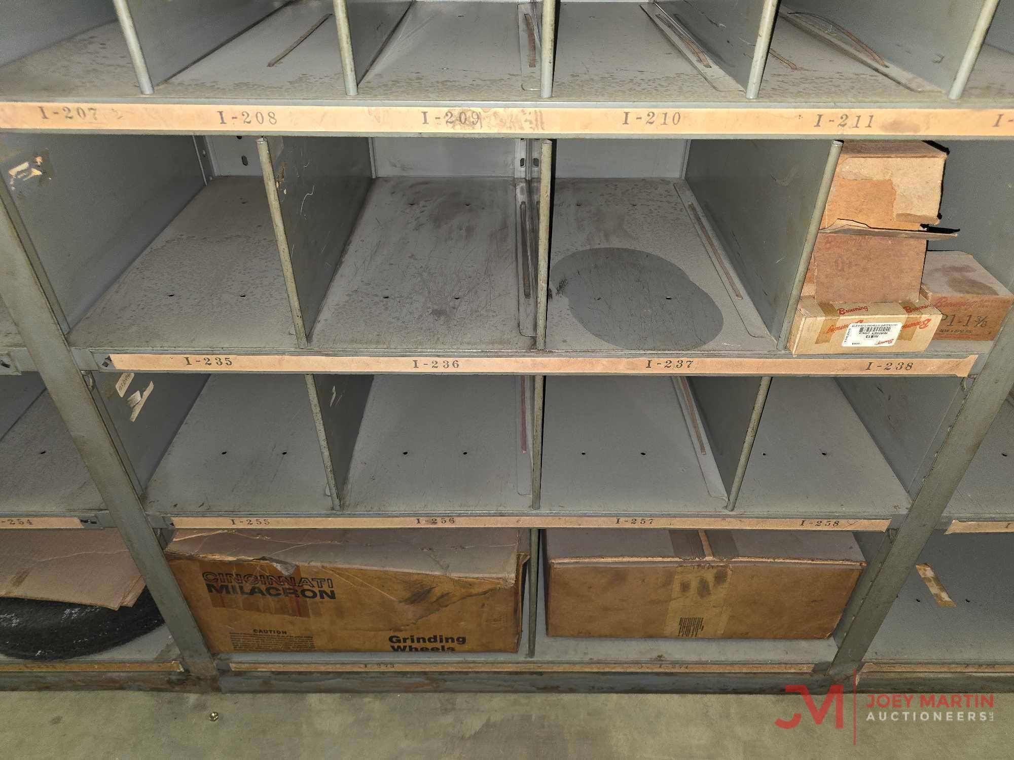METAL SHELF & CONTENTS OF BOTH SIDES