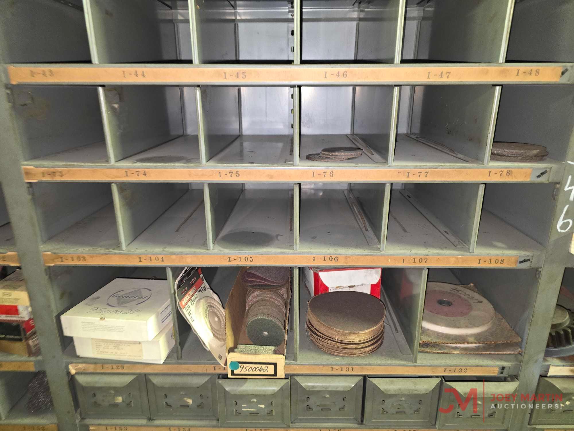 METAL SHELF & CONTENTS OF BOTH SIDES