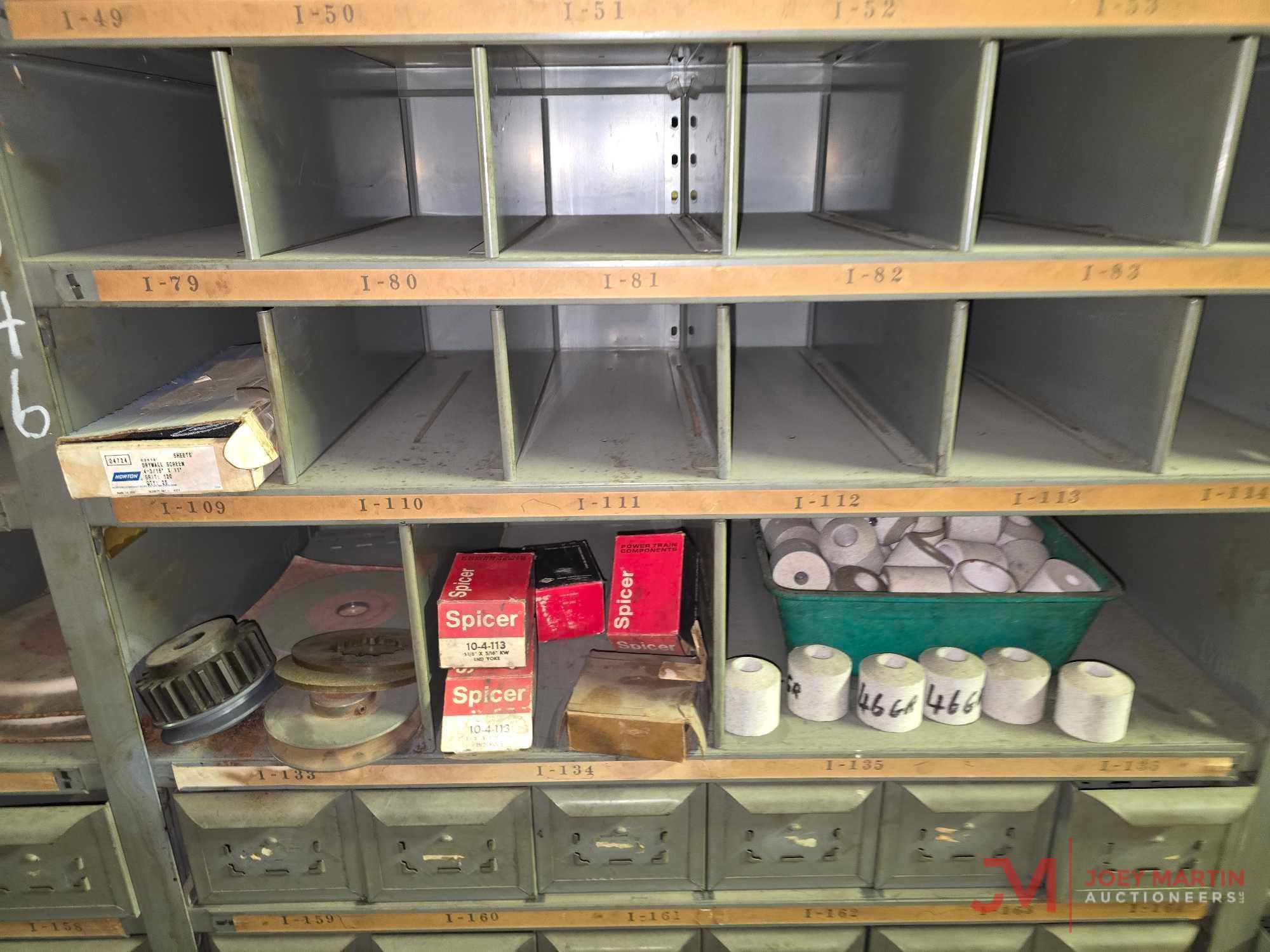 METAL SHELF & CONTENTS OF BOTH SIDES