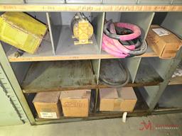 METAL SHELF & CONTENTS OF BOTH SIDES