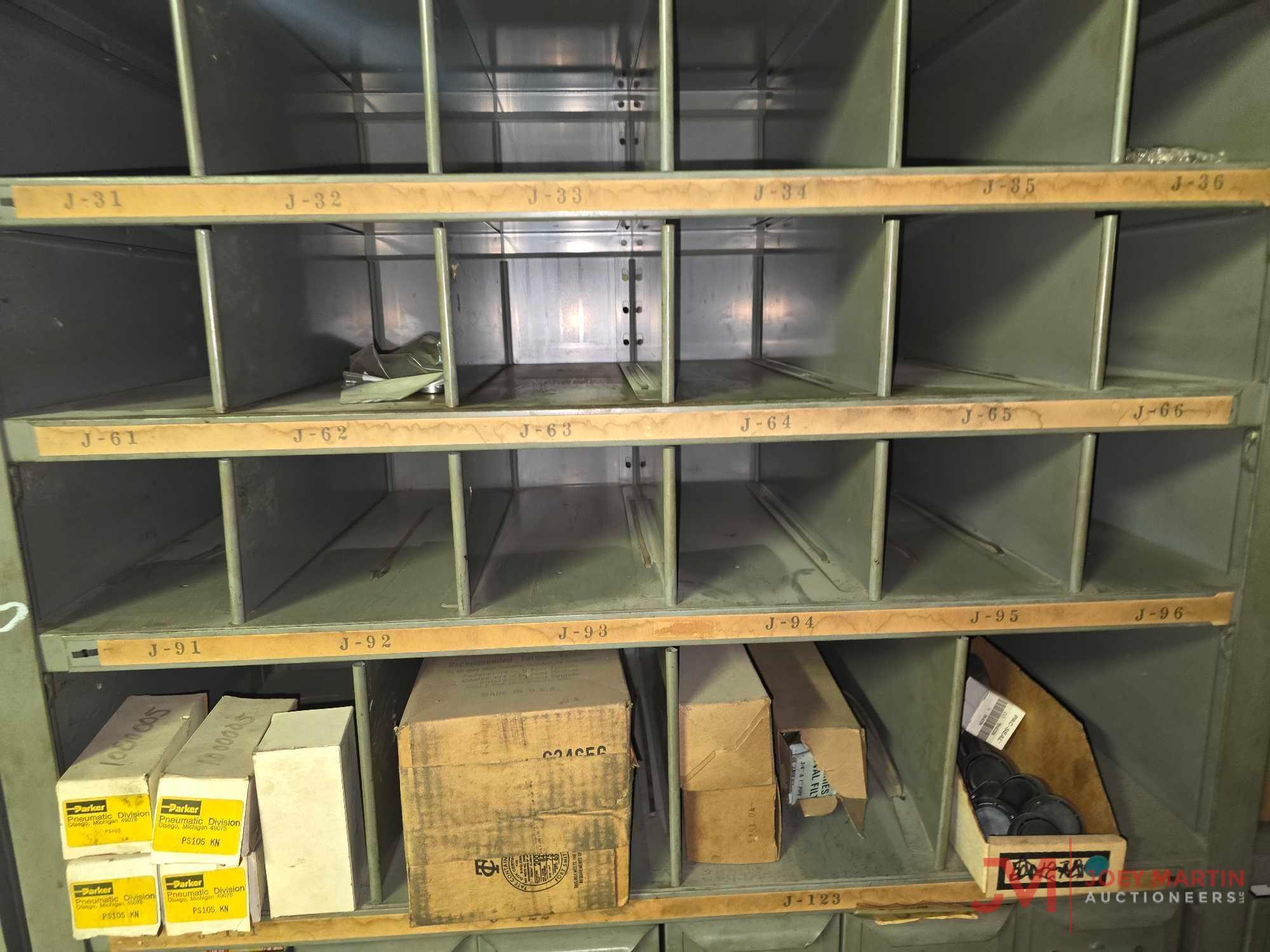 METAL SHELF & CONTENTS OF BOTH SIDES
