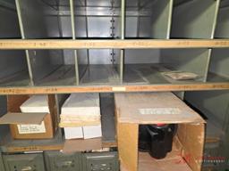 METAL SHELF & CONTENTS OF BOTH SIDES