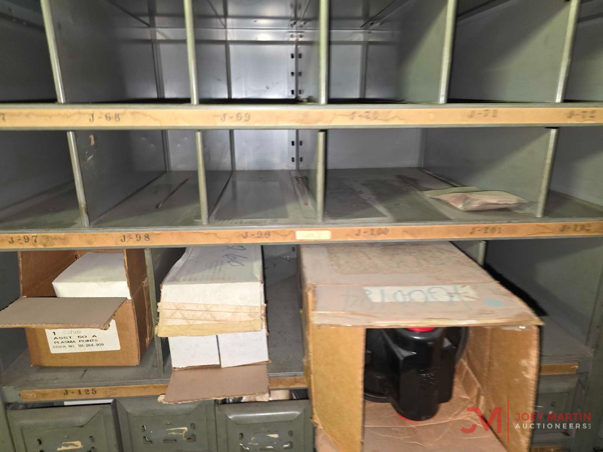 METAL SHELF & CONTENTS OF BOTH SIDES
