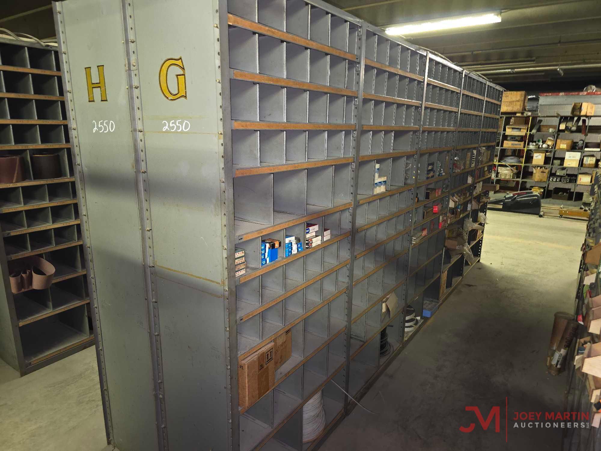 METAL SHELF & CONTENTS OF BOTH SIDES